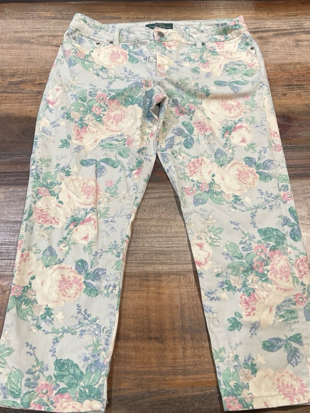Ralph Lauren Floral Straight Leg Jeans in Pastel Pink, Green, Blue